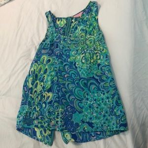 Size XS. Lilly Pulitzer blue pattern silk top with zipper